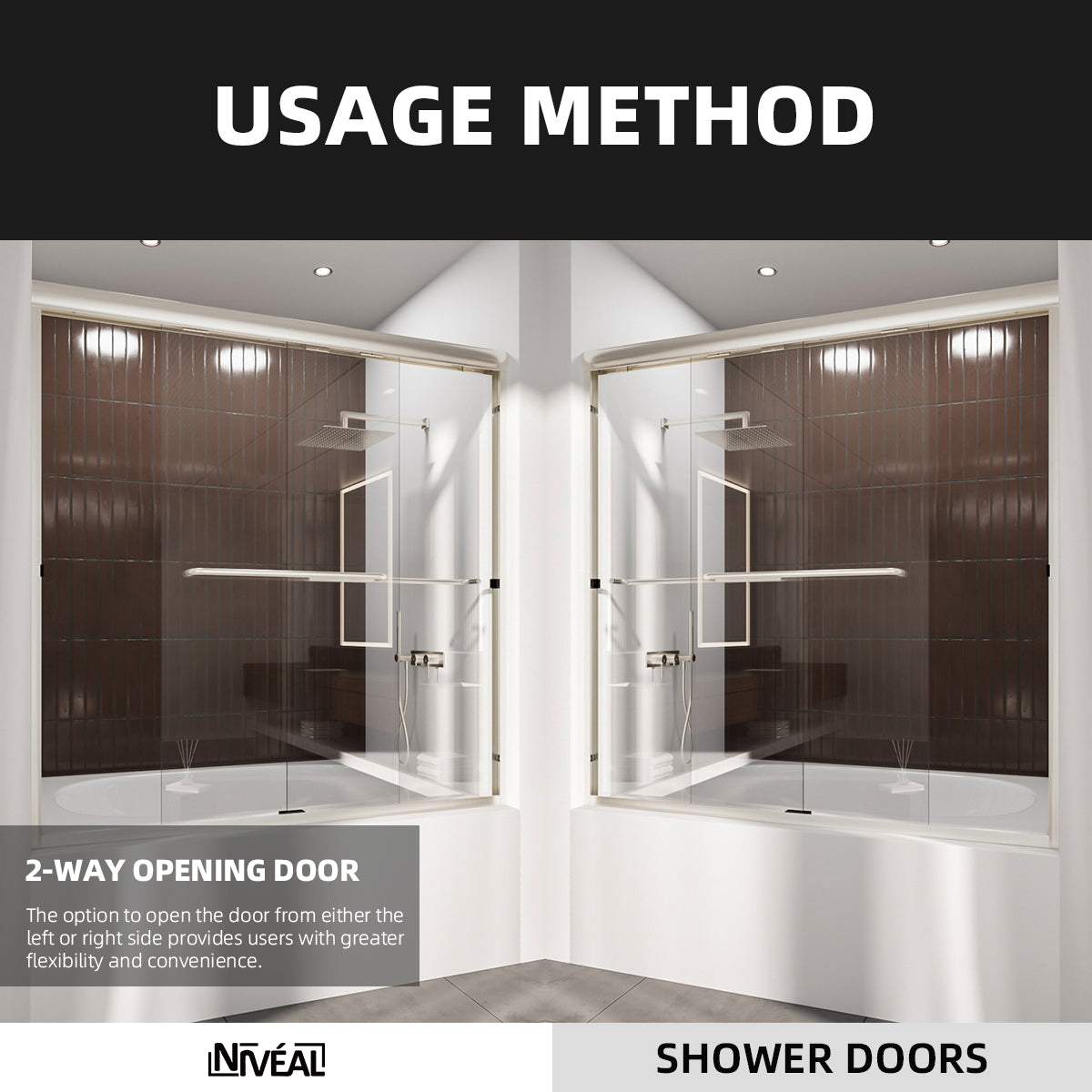 Niveal Victory 56 in. H x 60 in. W Sliding Semi-Frameless Tub Door with Clear Glass 11_10f4a916-7f6c-4a5c-a465-b2a655902860