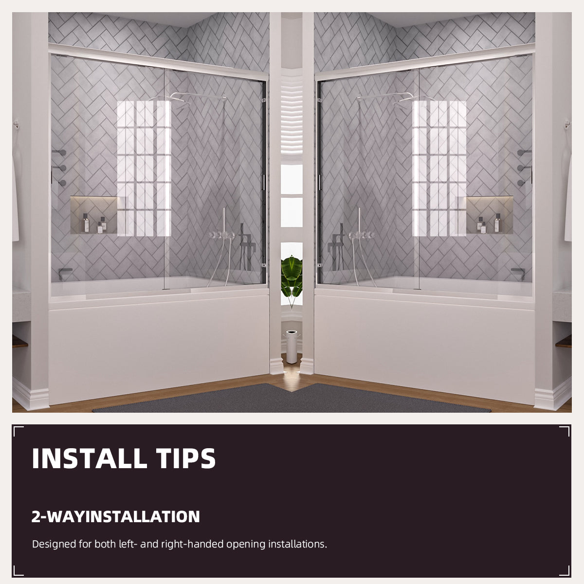 Niveal Breeze 60 in. W x 56 in. H Sliding Semi Frameless Tub Door with Clear Glass 11_1351c76b-94df-4857-98e4-5decb078d0c7