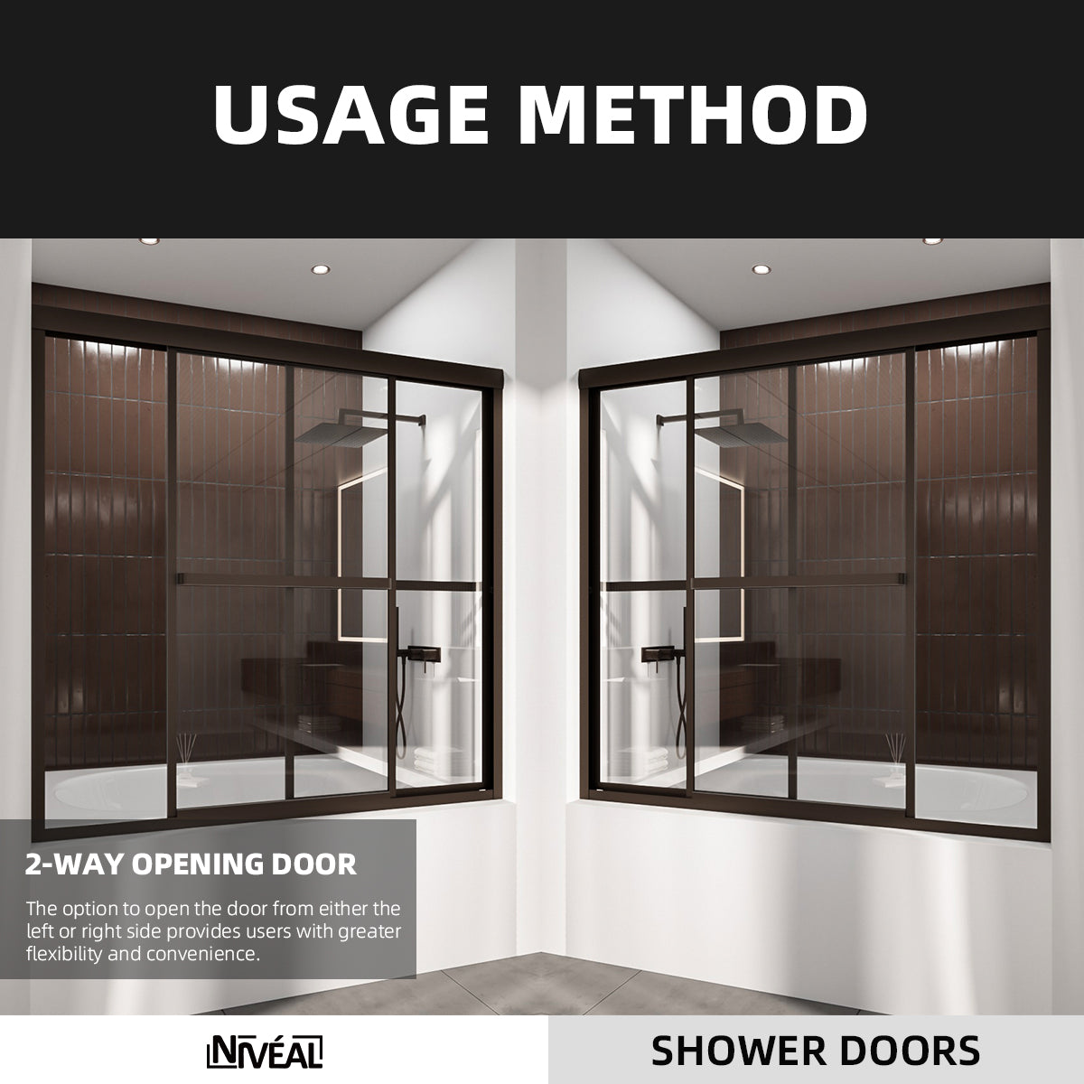 Niveal Luminous 59 in. W x 56 in. H Sliding Framed Tub Door with Clear Tempered Glass 11_1a447899-2707-4151-a189-ca7827090520