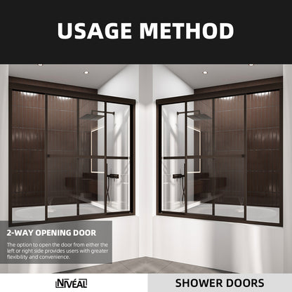 Niveal Luminous 59 in. W x 56 in. H Sliding Framed Tub Door with Clear Tempered Glass 11_1a447899-2707-4151-a189-ca7827090520