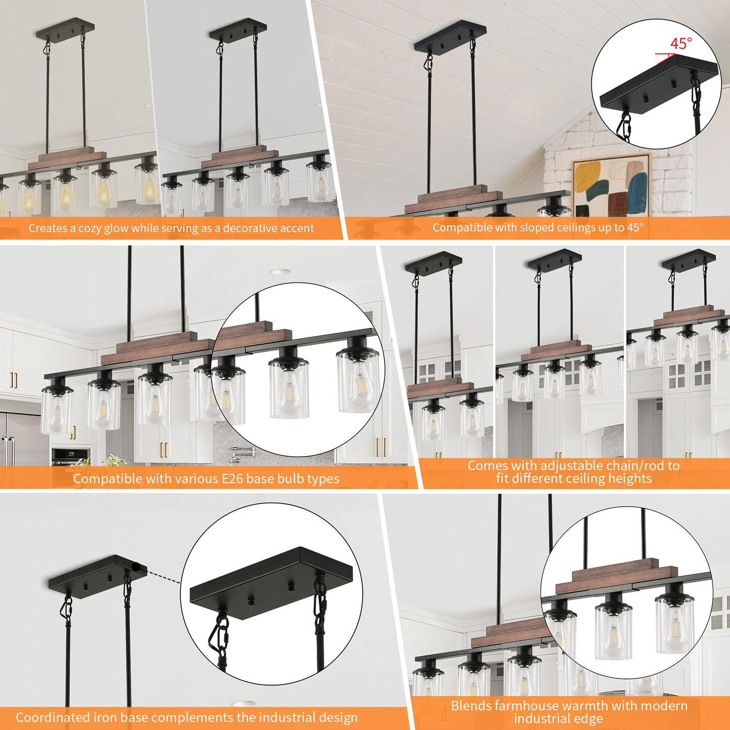Taimei Aero 37 in. Industrial 5-Light Chandelier with Clear Glass Shades 11_1e88b222-f1cc-4951-855a-274cf3220189