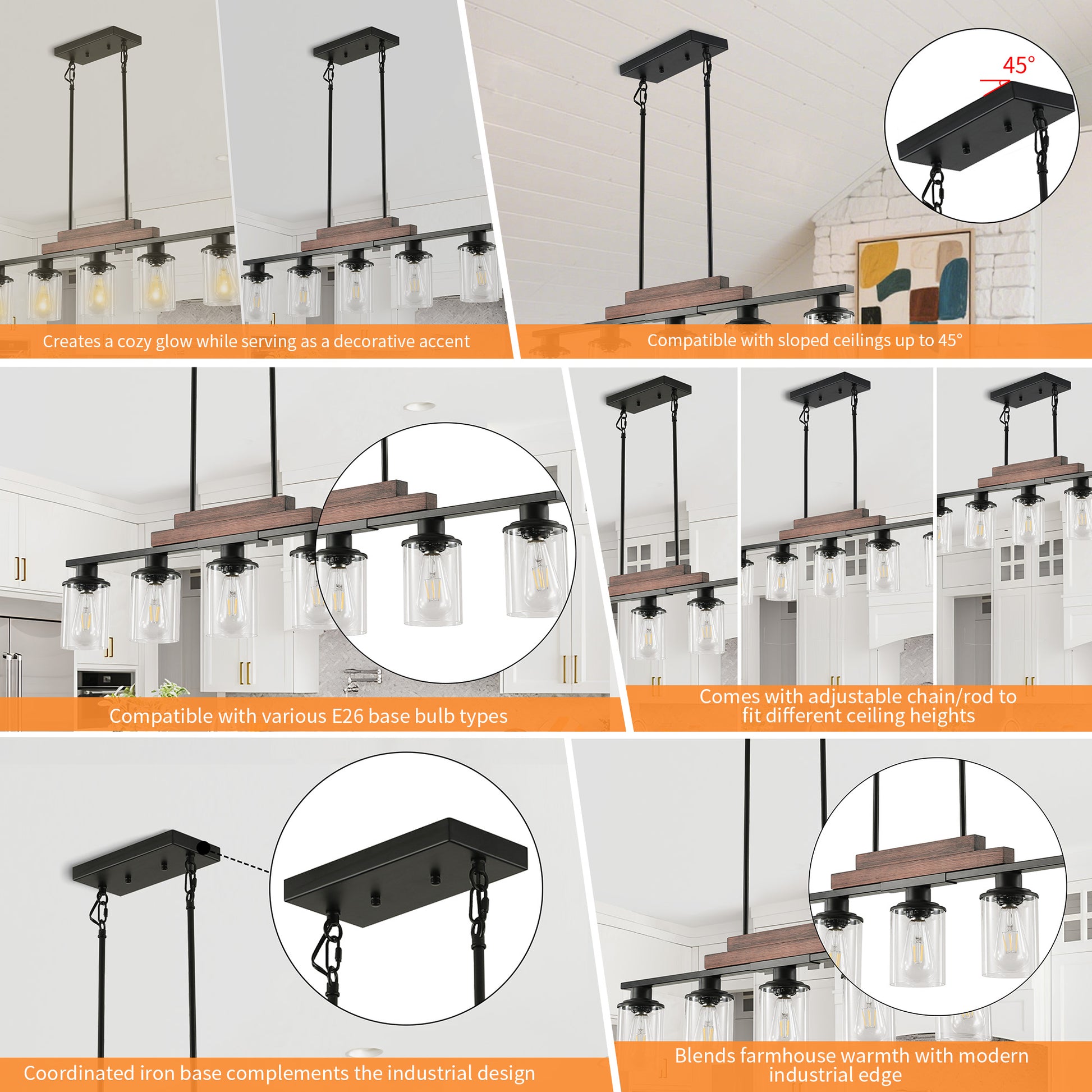 Taimei Aero 37 in. Industrial 5-Light Chandelier with Clear Glass Shades 11_1e88b222-f1cc-4951-855a-274cf3220189