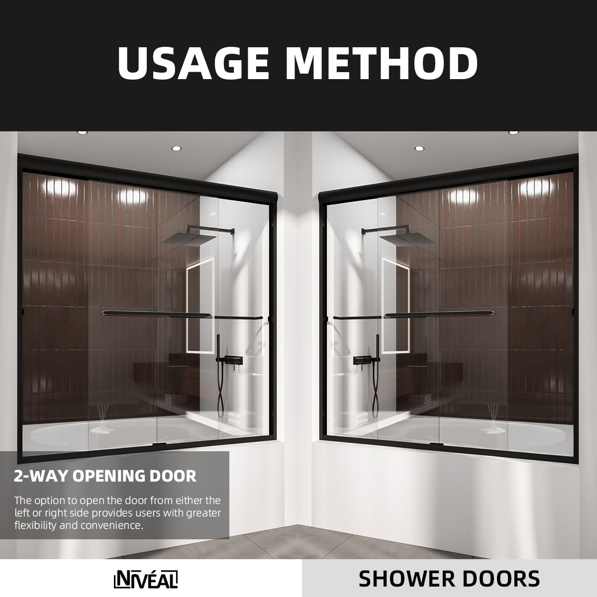Niveal Victory 56 in. H x 60 in. W Sliding Semi-Frameless Tub Door with Clear Glass 11_21225a33-f464-4448-b858-0765d2006ffc
