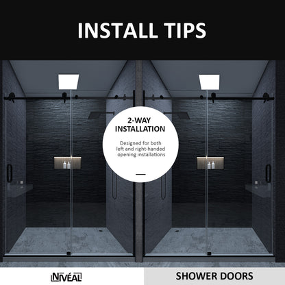 Niveal Ruhr 60 in. W x 76 in. H Sliding Semi-Frameless Shower Door with Clear Glass 11_2daa878f-02b1-4471-8fd2-17882e9ae77b