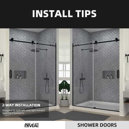 Niveal Luxe 60 in. W x 76 in. H Sliding Semi-Frameless Shower Door with Clear Glass