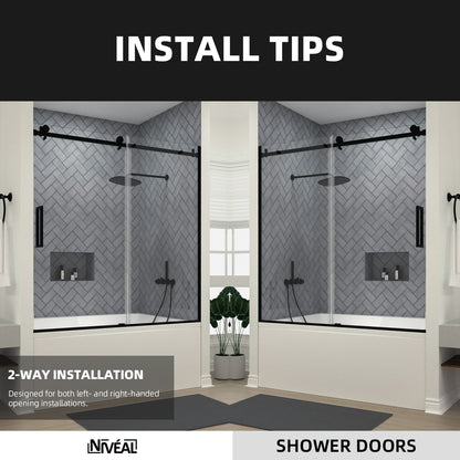 Niveal Vista 60 in. W x 60 in. H Sliding Semi-Frameless Tub Door with Clear Glass 11_342e8b06-278a-4a20-968e-2204a410b239