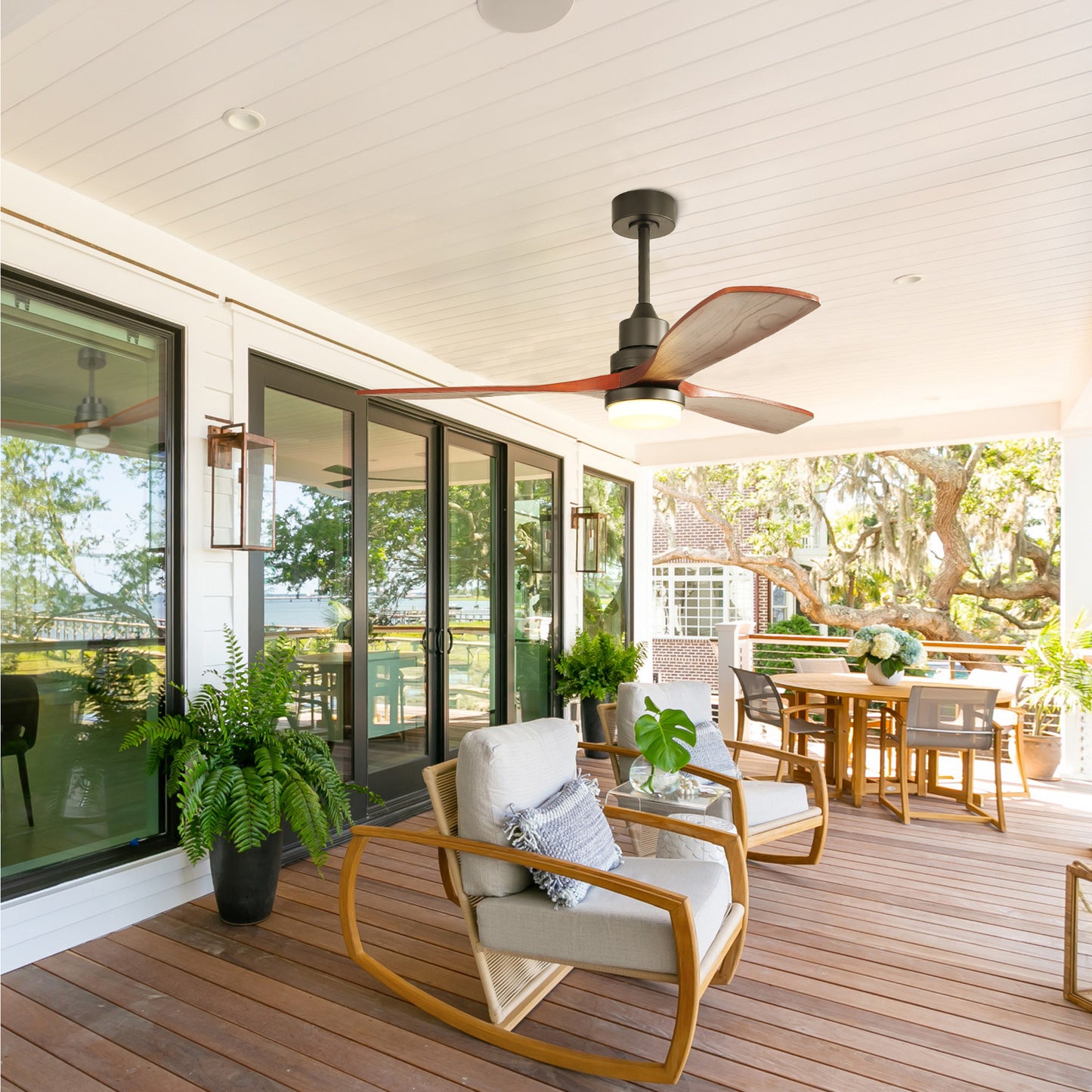 Taimei Nimis 52 in. Downrod Standard Ceiling Fan with Integrated LED with Remote Included DC Motor 11_3ca2aba1-c0bc-4030-857d-468c740ea678