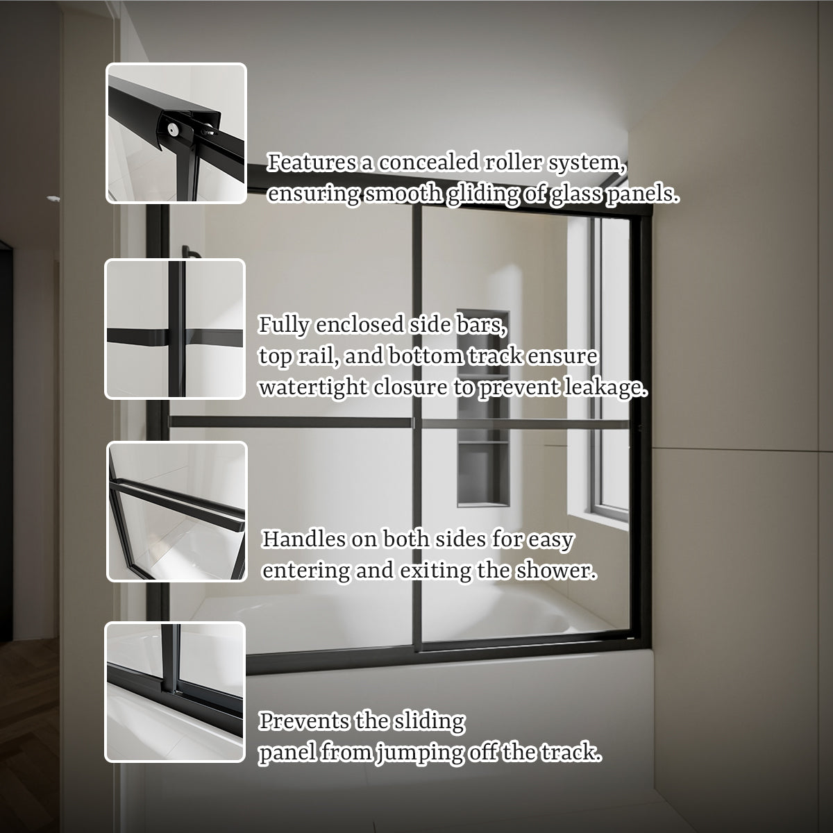 Nivorix Cleo 59 in. W x 56 in. H Sliding Framed Tub Door with Clear Tempered Glass