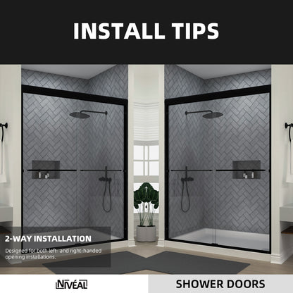 Niveal Bliss 60 in. W x 72 in. H Sliding Semi-Frameless Shower Door with Clear Glass