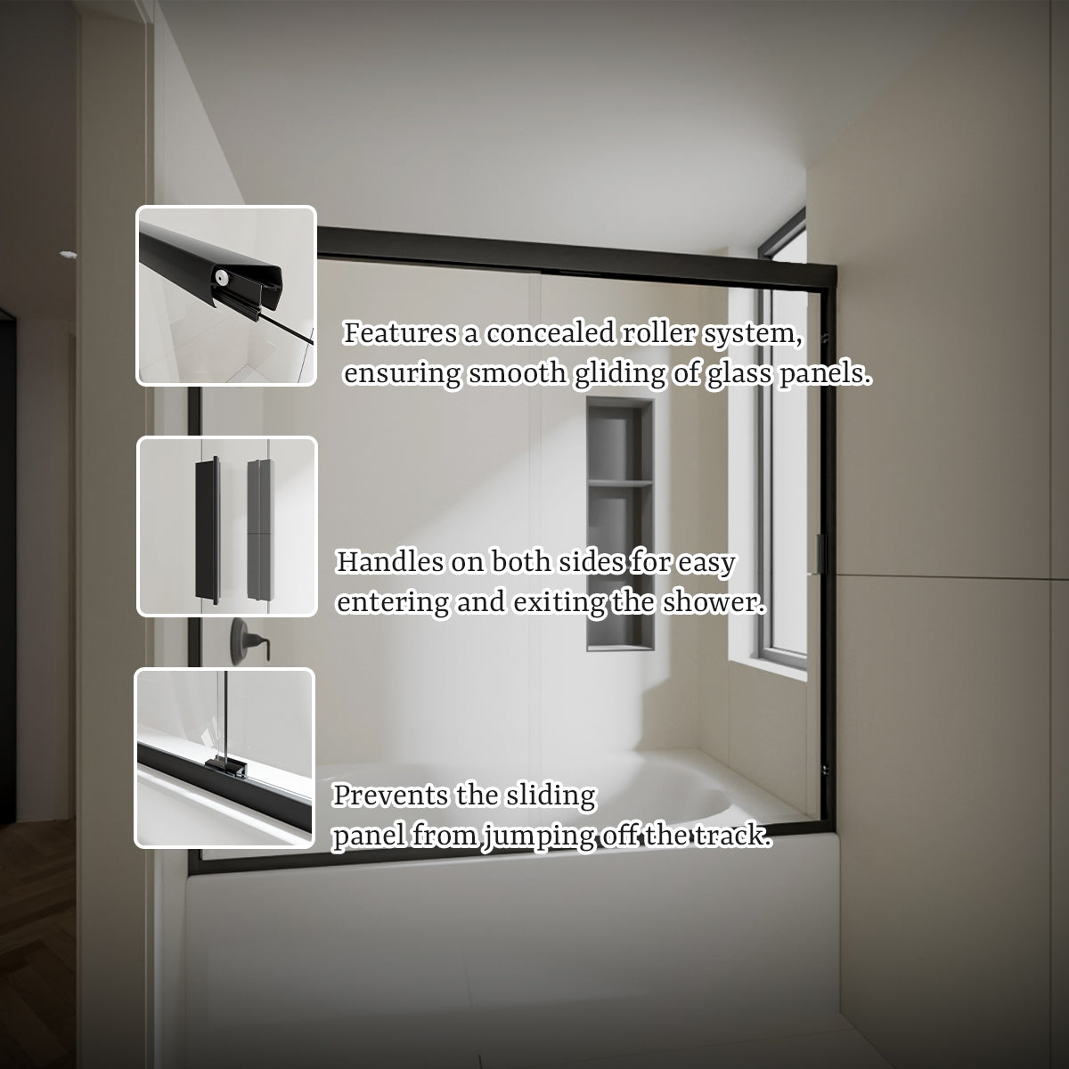 Nivorix Apex 60 in. W x 56 in. H Sliding Semi-Frameless Tub Door with Clear Glass 11_4b0cf5ed-79cf-44a9-8f32-c8be7eaea001