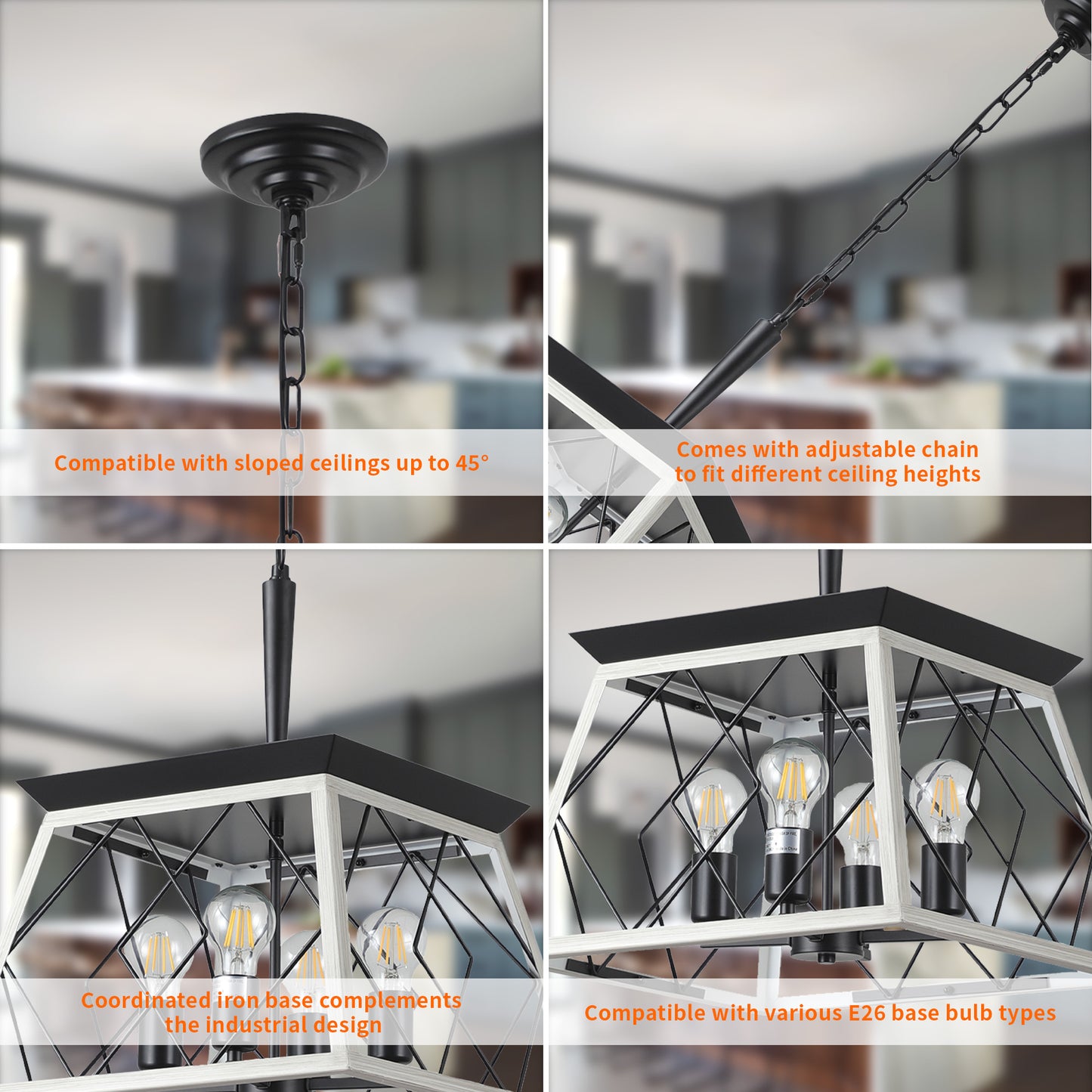Taimei Vesper 16 in. 4-Light & Rustica 5-Light Farmhouse Industrial Chandelier Light 11_50ce4808-f539-4456-8763-9fd3df581b55