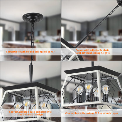 Taimei Vesper 16 in. 4-Light & Rustica 5-Light Farmhouse Industrial Chandelier Light 11_50ce4808-f539-4456-8763-9fd3df581b55