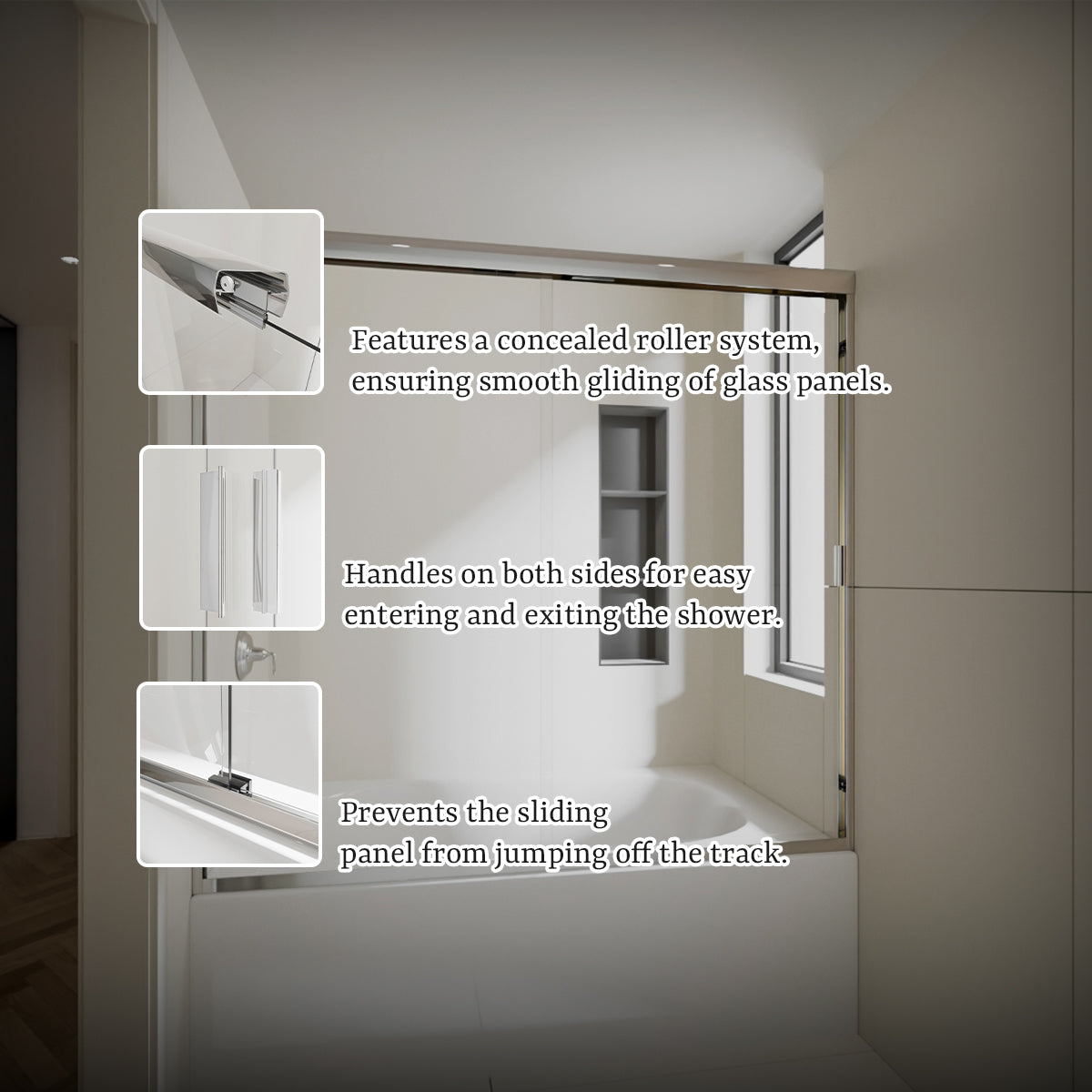 Nivorix Apex 60 in. W x 56 in. H Sliding Semi-Frameless Tub Door with Clear Glass 11_5248d174-0c08-460c-b9f8-1b1b31836eb2