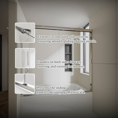 Nivorix Apex 60 in. W x 56 in. H Sliding Semi-Frameless Tub Door with Clear Glass 11_5248d174-0c08-460c-b9f8-1b1b31836eb2