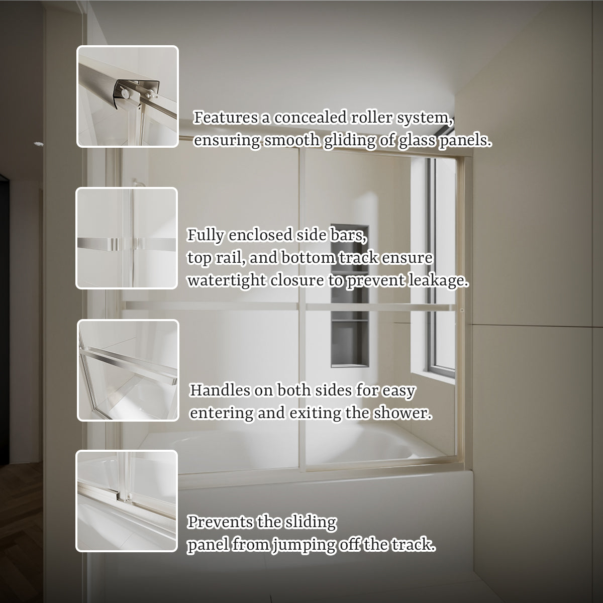 Nivorix Cleo 59 in. W x 56 in. H Sliding Framed Tub Door with Clear Tempered Glass