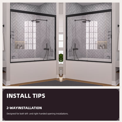 Niveal Breeze 60 in. W x 56 in. H Sliding Semi Frameless Tub Door with Clear Glass 11_57b6e484-e602-4114-a040-2314fbf53fe5