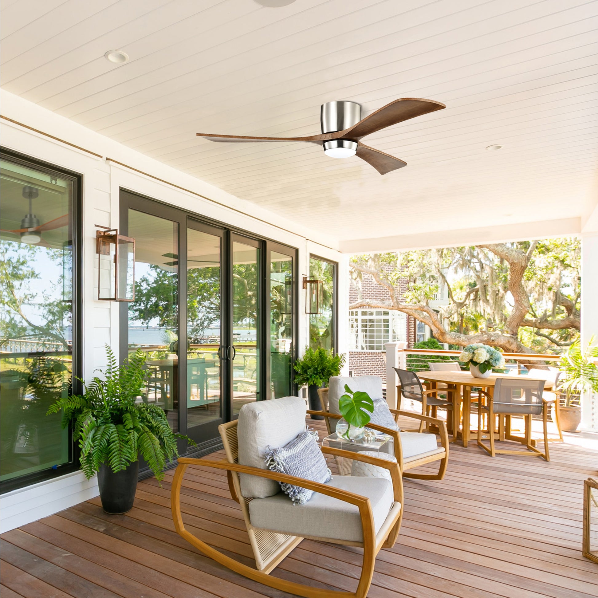 Taimei Stela 52 in. Flush Mount Standard Ceiling Fan with Dimmable LED with Remote Included DC Motor 11_59527054-d77c-40dd-87c4-c024e0e39d14