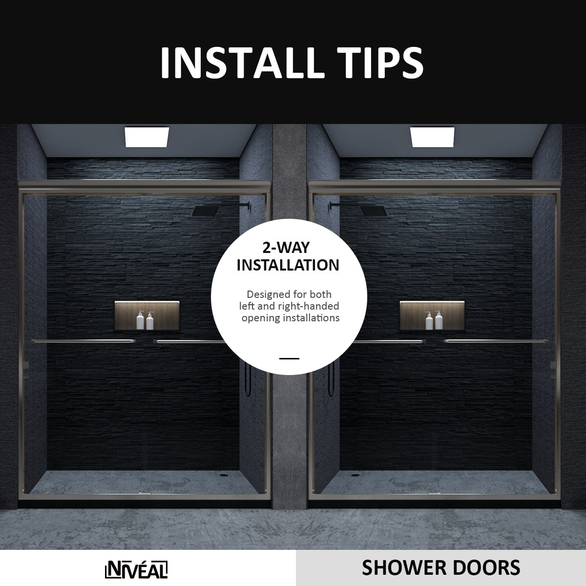 Niveal Vale 60 in. W x 72 in. H Sliding Semi-Frameless Shower Door with Clear Glass