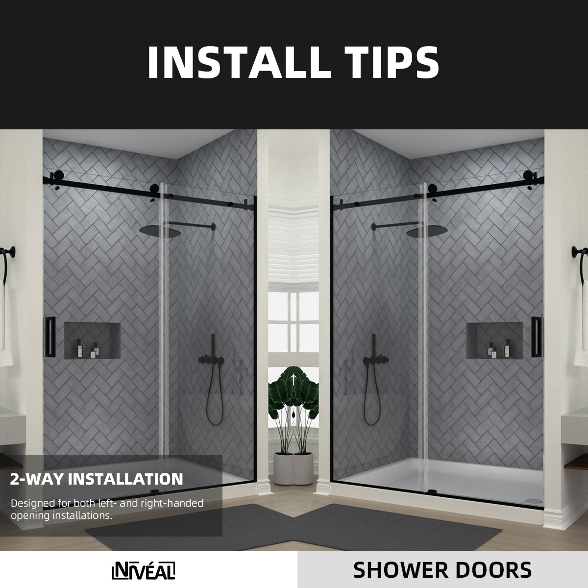 Niveal Vista 60 in. W x 76 in. H Sliding Semi-Frameless Shower Door with Clear Glass