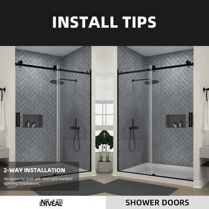 Niveal Vista 60 in. W x 76 in. H Sliding Semi-Frameless Shower Door with Clear Glass