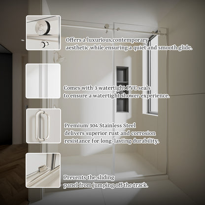 Nivorix Cryptic 60 in. W x 76 in. H Sliding Semi-Frameless Shower Door with Clear Glass 11_71fae903-dd80-476c-aa9d-4177818d2211