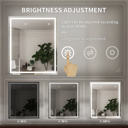 Niveal LMD Series Rectangular Frameless LED Wall Bathroom Vanity Mirror in Silver