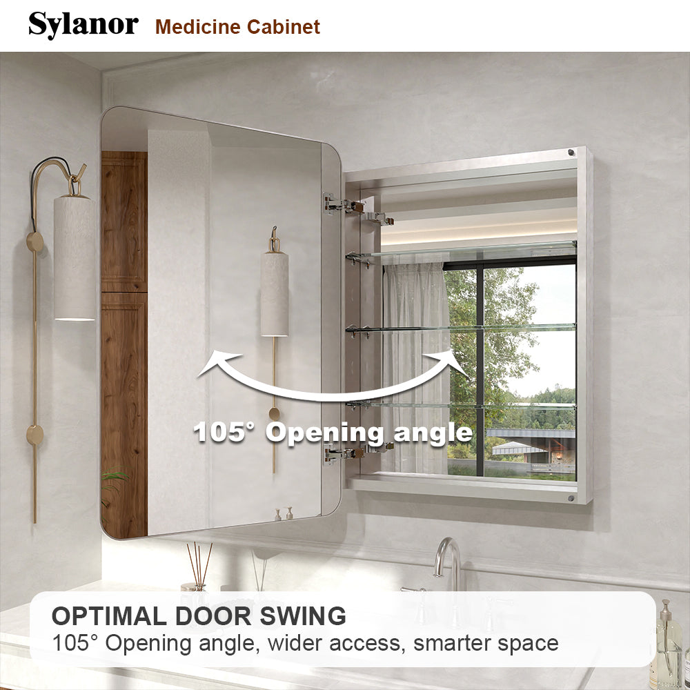 Verve Frameless Recessed or Surface-Mount Rectangular Aluminum Medicine Cabinet with Mirror in Brushed Nickel 11_7a1bcc9a-369a-4178-bc01-c523fa9000a4
