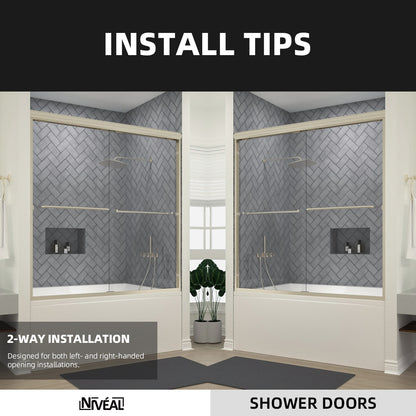 Niveal Bliss 60 in. W x 56 in. H Sliding Semi Frameless Tub Door with Clear Glass 11_7a9964e8-61a7-4aa6-878c-ab73500f2f32