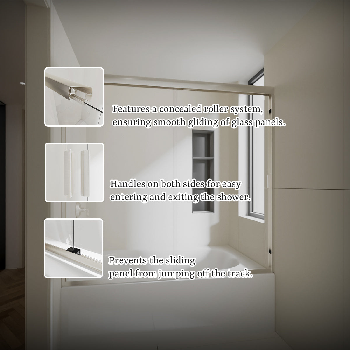 Nivorix Apex 60 in. W x 56 in. H Sliding Semi-Frameless Tub Door with Clear Glass 11_7c21d227-ff42-4456-b828-5f8ae82e87d7