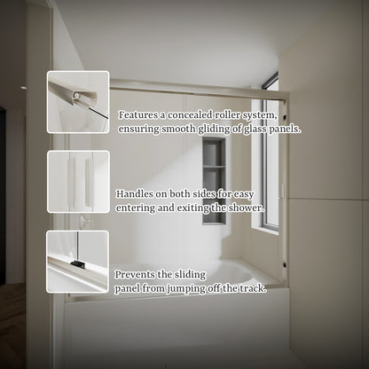 Nivorix Apex 60 in. W x 56 in. H Sliding Semi-Frameless Tub Door with Clear Glass 11_7c21d227-ff42-4456-b828-5f8ae82e87d7