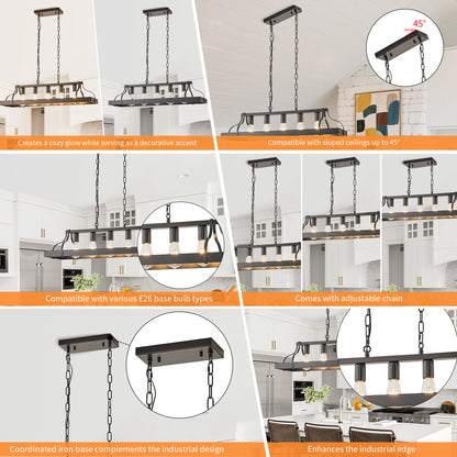 Taimei Olla 34 in. 5-Light Modern Farmhouse Chandelier Light