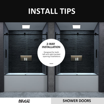 Niveal Essen 60 in. W x 60 in. H Sliding Semi-Frameless Tub Door in Matte Black Finish 11_815de3eb-9bc8-4e08-a8fd-1c3f26224432