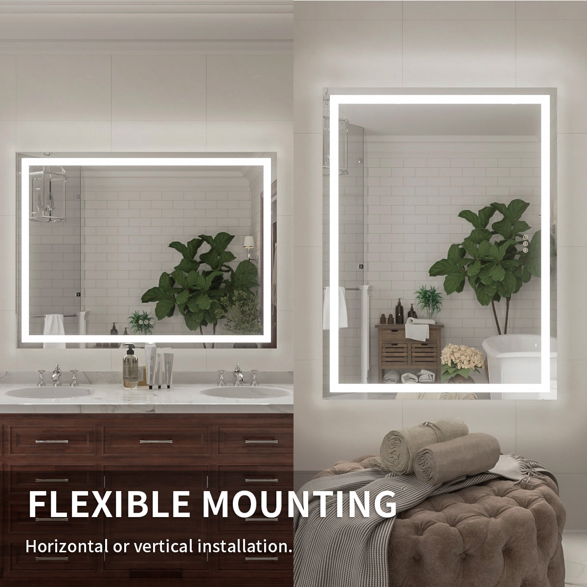 Niveal LMP Series Rectangular Frameless LED Wall Bathroom Vanity Mirror in Silver 11_8419018c-eb05-4f41-9b13-c4fe1fe14049