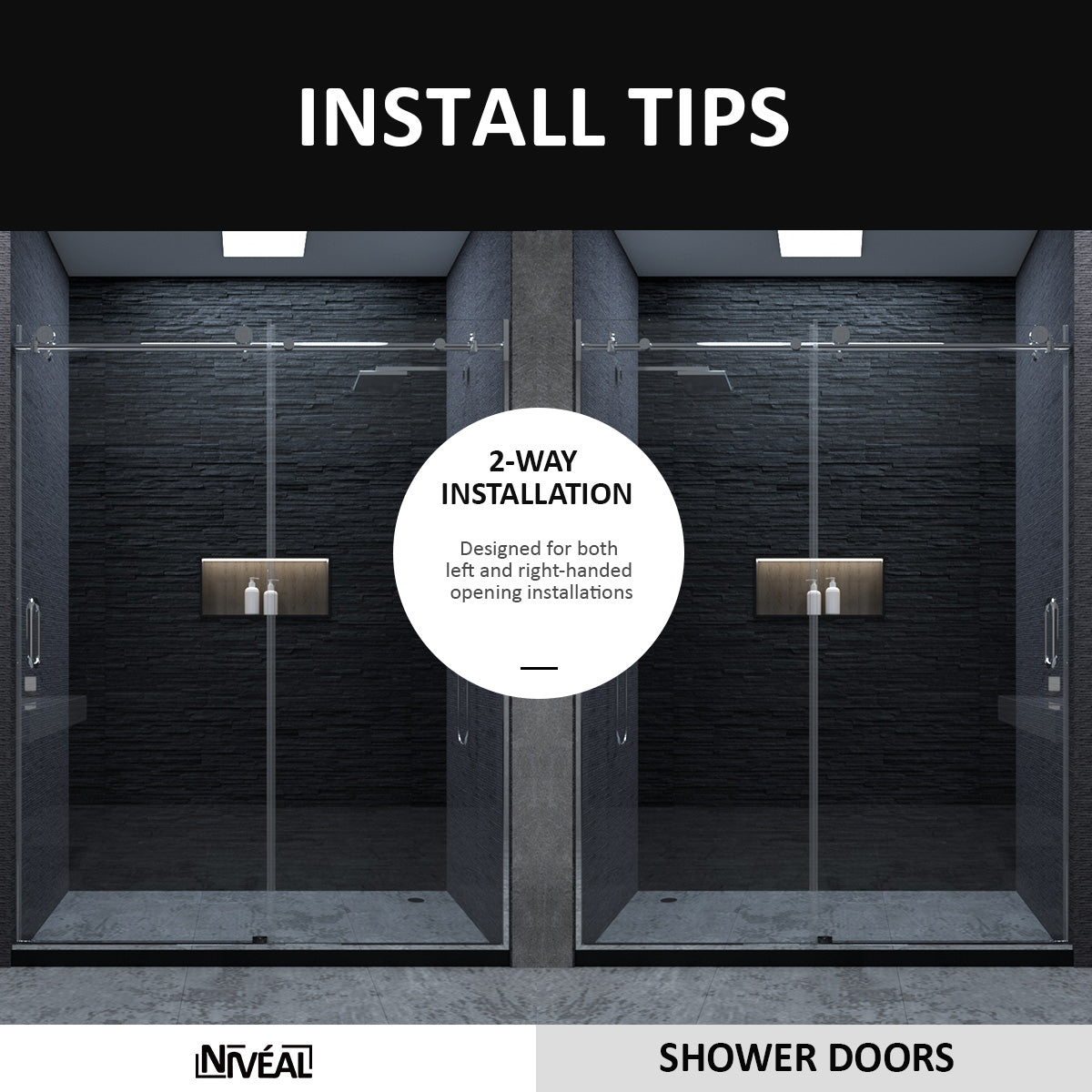Niveal Ruhr 60 in. W x 76 in. H Sliding Semi-Frameless Shower Door with Clear Glass 11_84bcb437-4c52-48a7-8043-751d1ab561f5