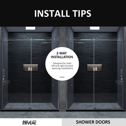 Niveal Ruhr 60 in. W x 76 in. H Sliding Semi-Frameless Shower Door with Clear Glass 11_84bcb437-4c52-48a7-8043-751d1ab561f5
