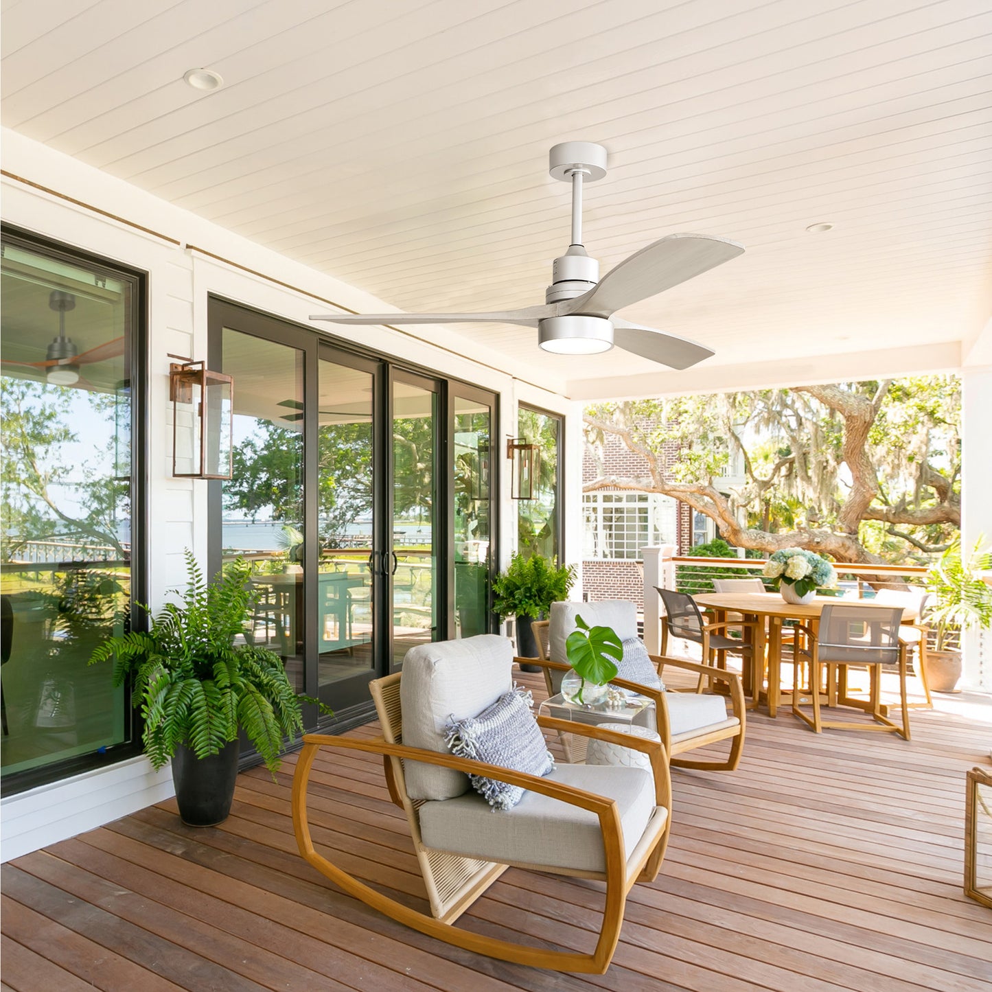 Taimei Selen 52 in. Downrod Standard Ceiling Fan with Integrated LED with Remote Included 3-Blade Reversible