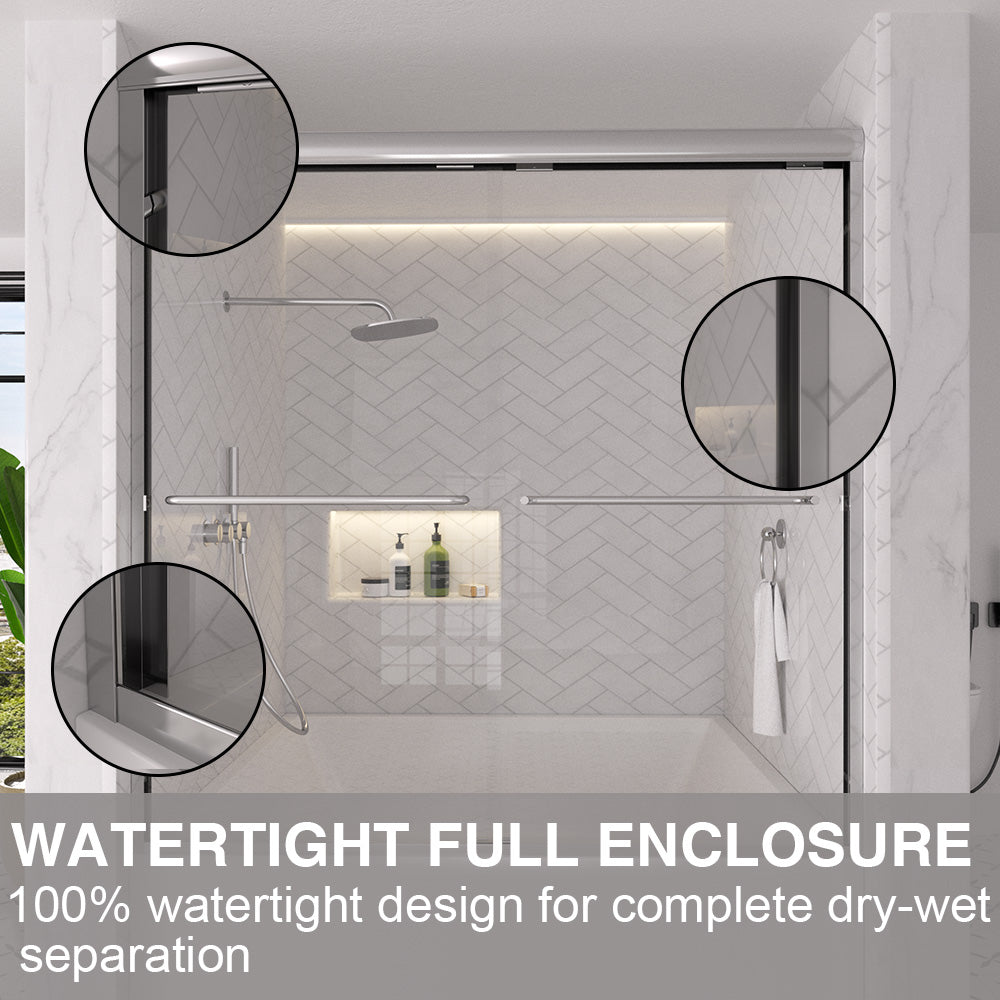Shine 60 in. W x 56 in. H Semi-Frameless Sliding Tub Door with 1/4 in. Clear Tempered Glass 11_8cca11e2-8a33-4f5e-9c62-b88ff35ad352