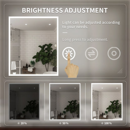 Niveal LMC Series Rectangular Frameless LED Wall Bathroom Vanity Mirror in Silver