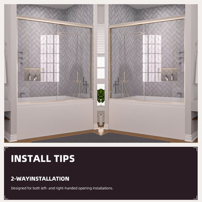 Niveal Breeze 60 in. W x 56 in. H Sliding Semi Frameless Tub Door with Clear Glass 11_9bbbb5c4-4333-4460-a92f-c681d76482cb