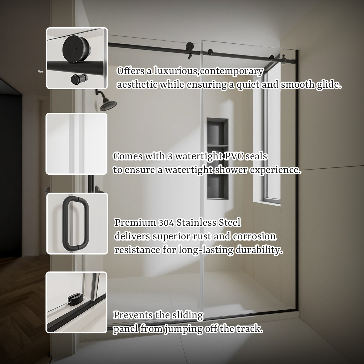 Nivorix Cryptic 60 in. W x 76 in. H Sliding Semi-Frameless Shower Door with Clear Glass 11_aacce880-c145-4fdd-965d-cd4f4477e5fb