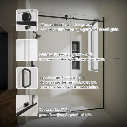 Nivorix Cryptic 60 in. W x 76 in. H Sliding Semi-Frameless Shower Door with Clear Glass 11_aacce880-c145-4fdd-965d-cd4f4477e5fb
