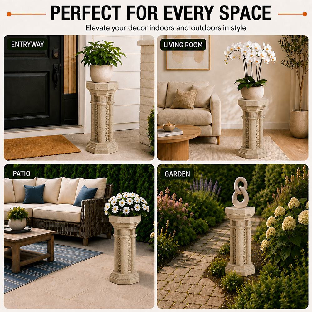 Willow 23.25 in. Tall Sand Magnesium Oxide Pedestal Plant Stand 11_aaecc17e-ce38-47f2-85a1-1f22cded5fcc