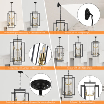 Taimei Astrale 18 in. Modern 8-Light Black Geometric Chandelier