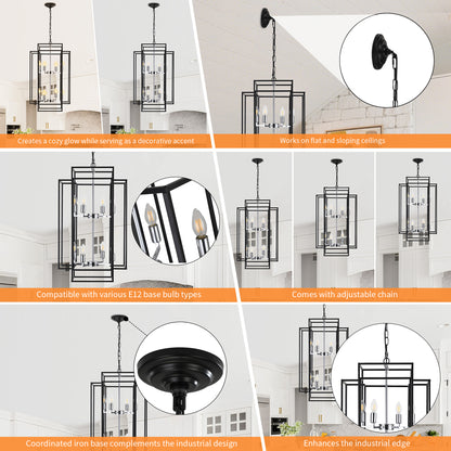 Taimei Astrale 18 in. Modern 8-Light Black Geometric Chandelier