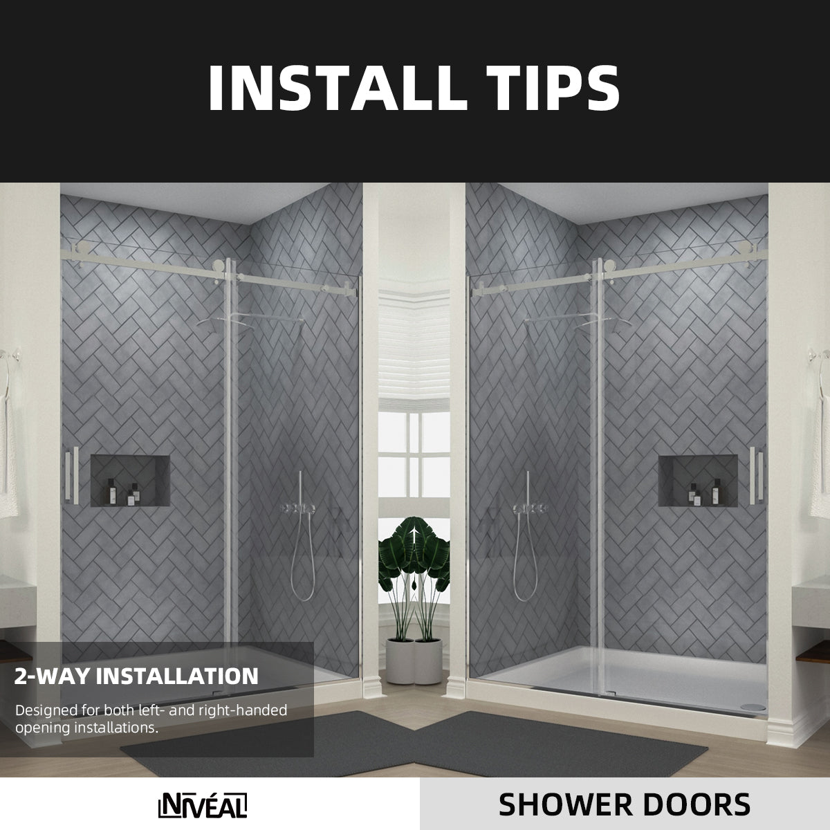 Niveal Vista 60 in. W x 76 in. H Sliding Semi-Frameless Shower Door with Clear Glass