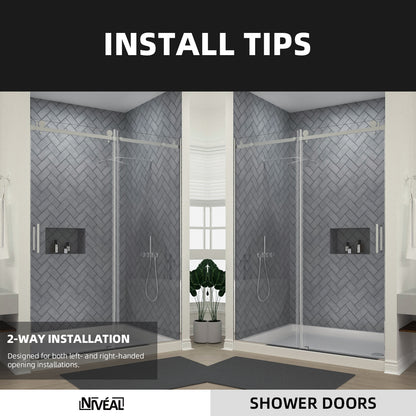 Niveal Vista 60 in. W x 76 in. H Sliding Semi-Frameless Shower Door with Clear Glass