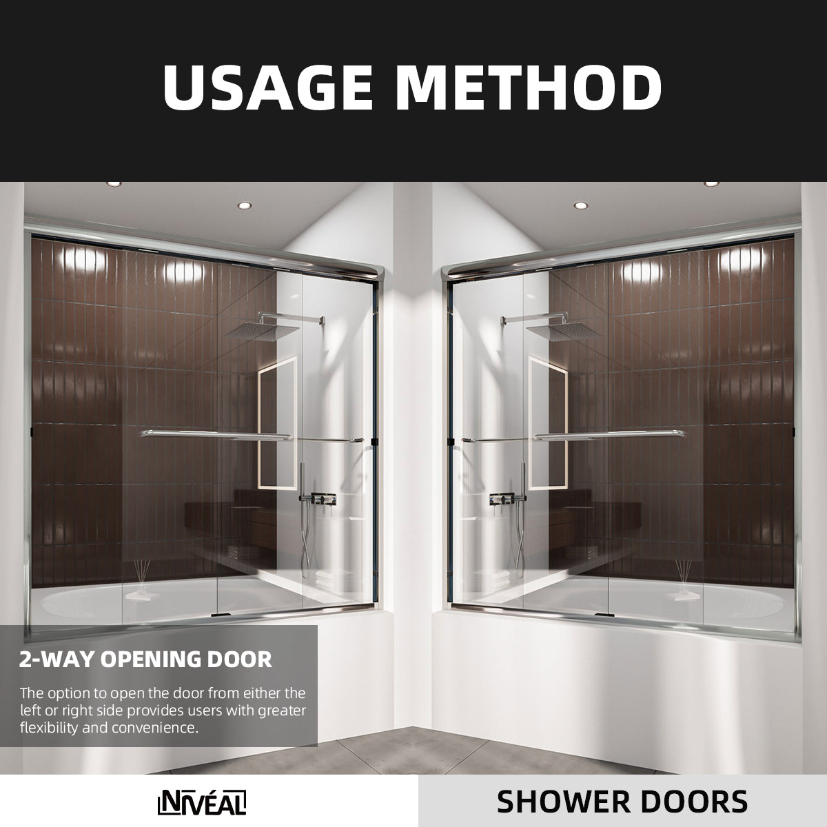 Niveal Victory 56 in. H x 60 in. W Sliding Semi-Frameless Tub Door with Clear Glass 11_c0a9e7f2-777d-4bdc-a7d1-09b6391493f6