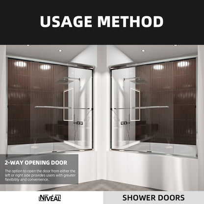 Niveal Victory 56 in. H x 60 in. W Sliding Semi-Frameless Tub Door with Clear Glass 11_c0a9e7f2-777d-4bdc-a7d1-09b6391493f6