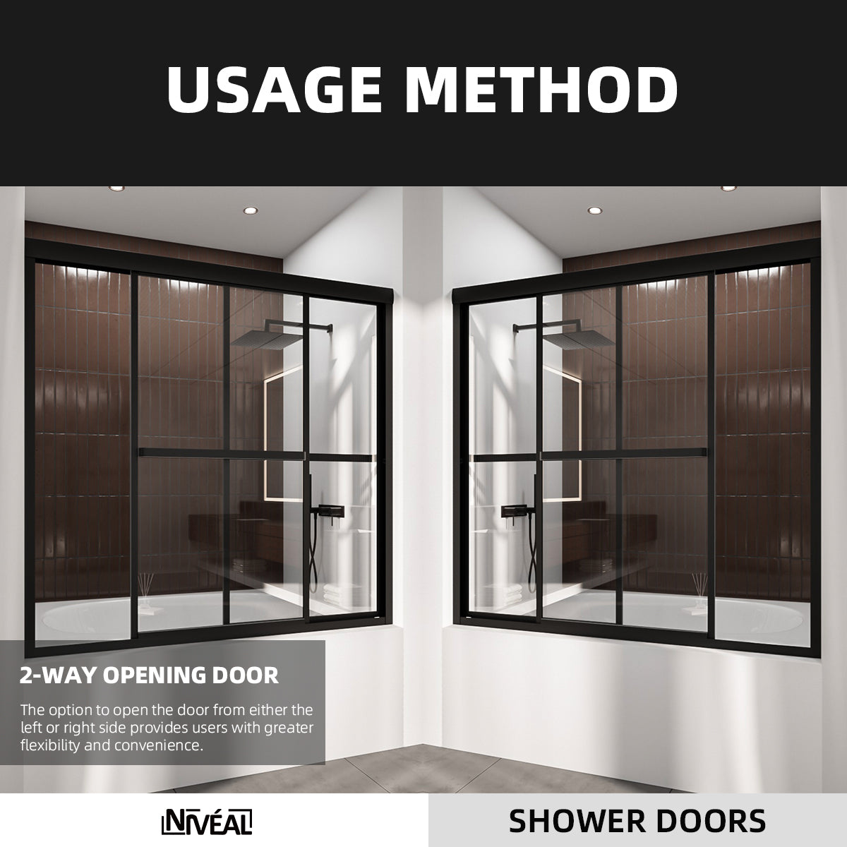 Niveal Luminous 59 in. W x 56 in. H Sliding Framed Tub Door with Clear Tempered Glass 11_c3bbbd05-56c7-4d98-a5a7-2169bfbe864a