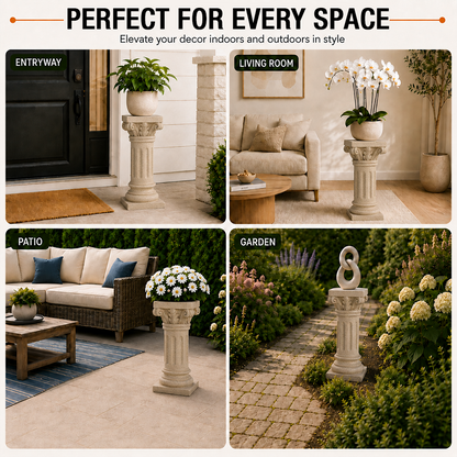 Fern 26.25 in. Tall Sand Magnesium Oxide Pedestal Plant Stand